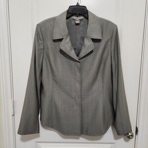 Ellen Tracy Women's 14 Gray Wool Silk Blend Lined Blazer Missing Belt Elegant